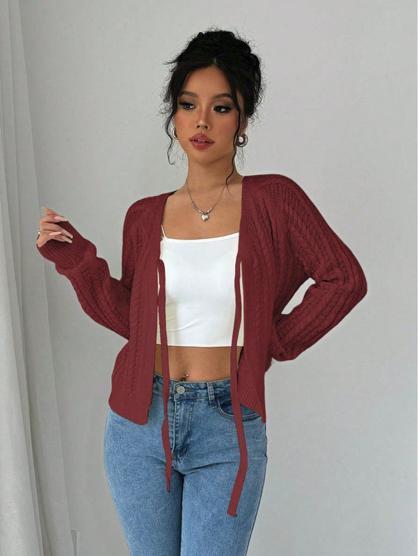 Essnce cardigan de mujer de manga larga con estampado floral 3d con lazo delantero, de estilo frances casual y versatil