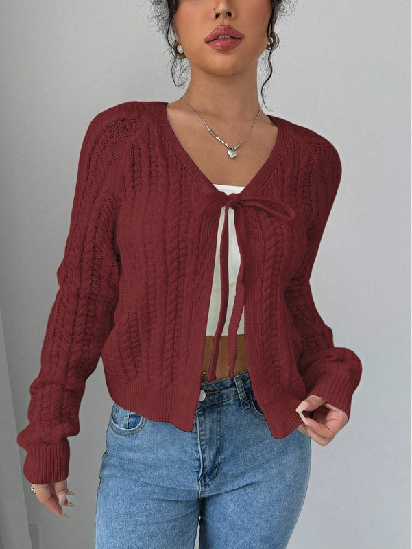 Essnce cardigan de mujer de manga larga con estampado floral 3d con lazo delantero, de estilo frances casual y versatil