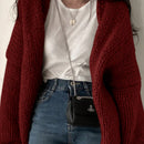 Dazy cardigan casual de manga larga de unicolor con diseno calado para mujer
