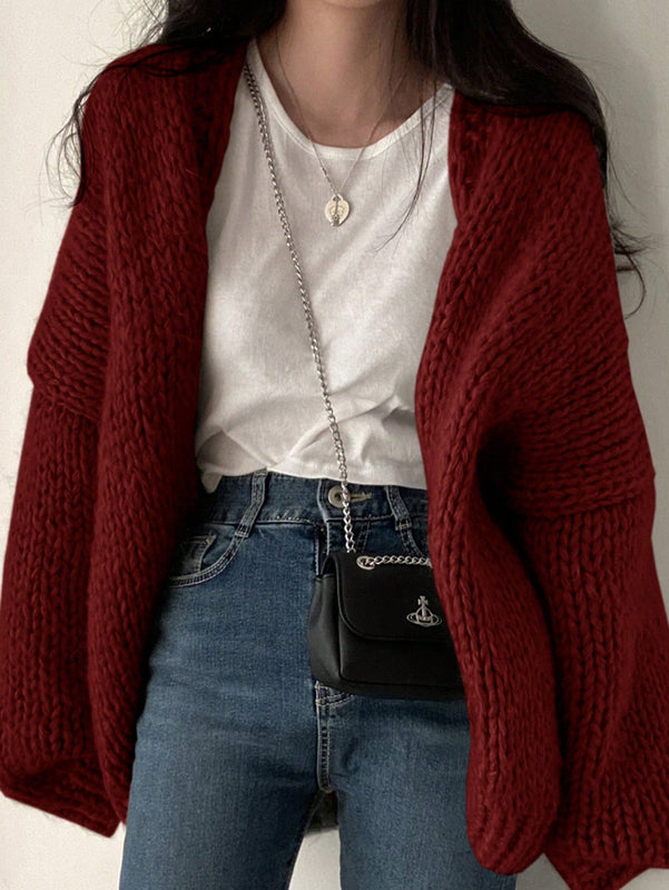 Dazy cardigan casual diario de mujer de corte holgado con hombros caidos y abertura frontal, para otono/invierno