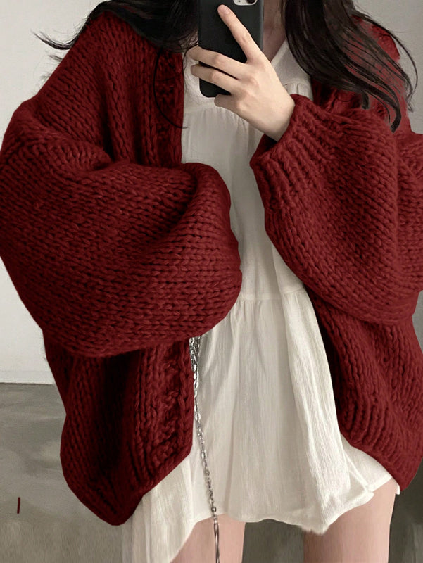 Dazy cardigan casual diario de mujer de corte holgado con hombros caidos y abertura frontal, para otono/invierno