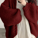 Dazy cardigan casual de manga larga de unicolor con diseno calado para mujer