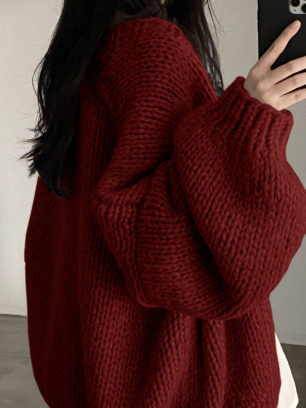 Dazy cardigan casual diario de mujer de corte holgado con hombros caidos y abertura frontal, para otono/invierno