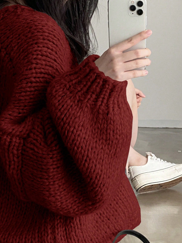 Dazy cardigan casual diario de mujer de corte holgado con hombros caidos y abertura frontal, para otono/invierno