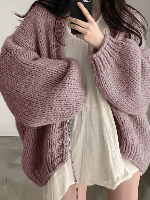 Dazy cardigan casual diario de mujer de corte holgado con hombros caidos y abertura frontal, para otono/invierno