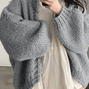 Dazy cardigan casual de uso diario de mujer, talla grande, de unicolor y con abertura frontal, para otono/invierno