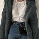 Dazy cardigan casual de manga larga de unicolor con diseno calado para mujer