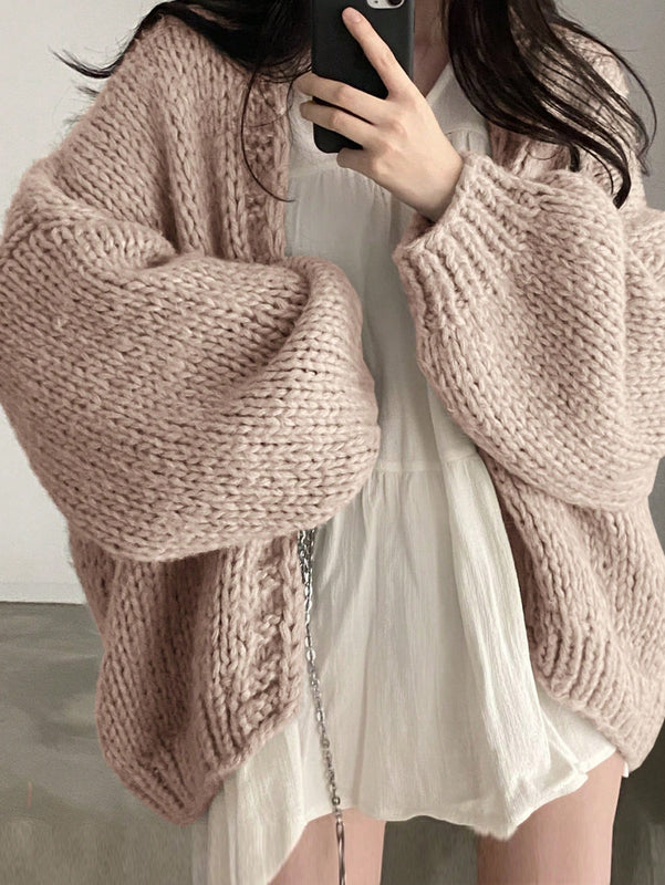 Dazy cardigan casual diario de mujer de corte holgado con hombros caidos y abertura frontal, para otono/invierno