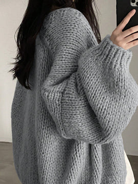 Dazy cardigan casual de uso diario de mujer, talla grande, de unicolor y con abertura frontal, para otono/invierno