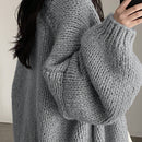 Dazy cardigan casual de manga larga de unicolor con diseno calado para mujer