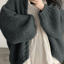 Dazy cardigan casual de manga larga de unicolor con diseno calado para mujer