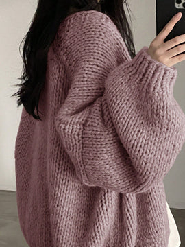 Dazy cardigan casual de uso diario de mujer, talla grande, de unicolor y con abertura frontal, para otono/invierno