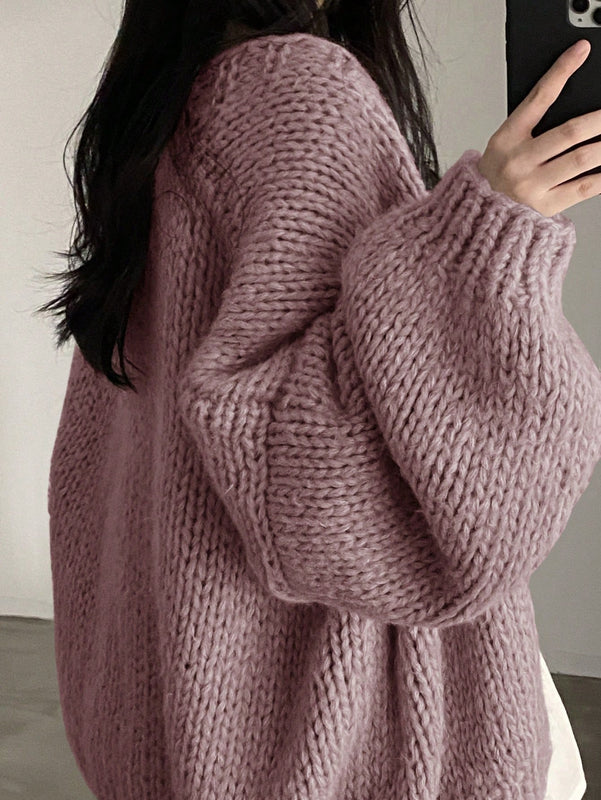 Dazy cardigan casual diario de mujer de corte holgado con hombros caidos y abertura frontal, para otono/invierno