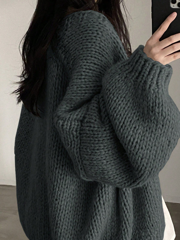 Dazy cardigan casual diario de mujer de corte holgado con hombros caidos y abertura frontal, para otono/invierno