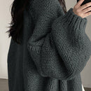 Dazy cardigan casual de manga larga de unicolor con diseno calado para mujer