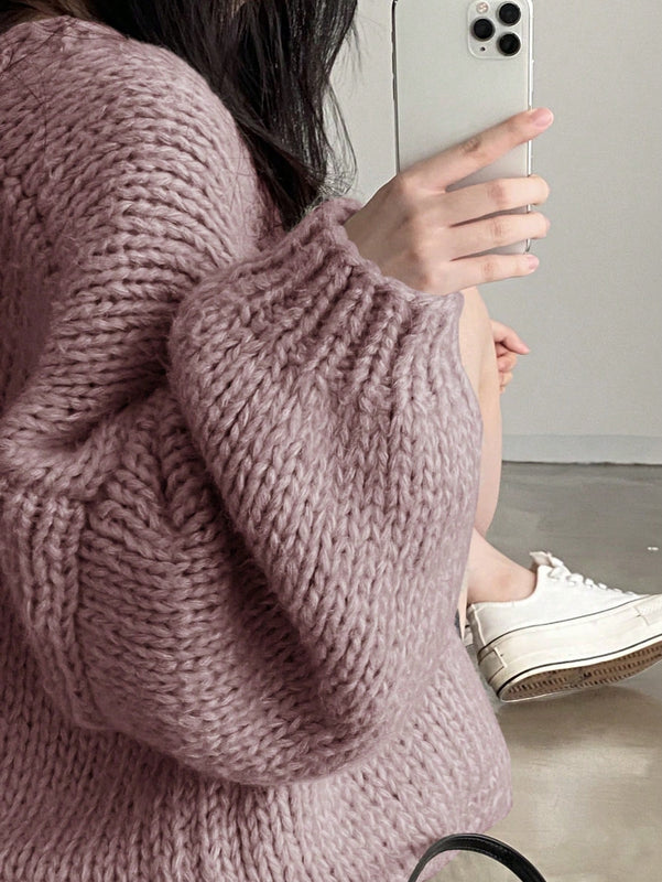 Dazy cardigan casual diario de mujer de corte holgado con hombros caidos y abertura frontal, para otono/invierno