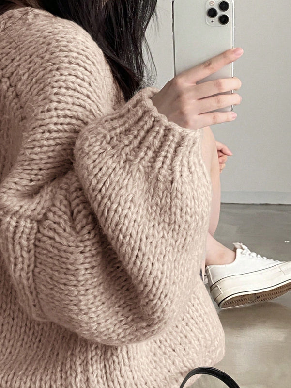 Dazy cardigan casual de uso diario de mujer, talla grande, de unicolor y con abertura frontal, para otono/invierno