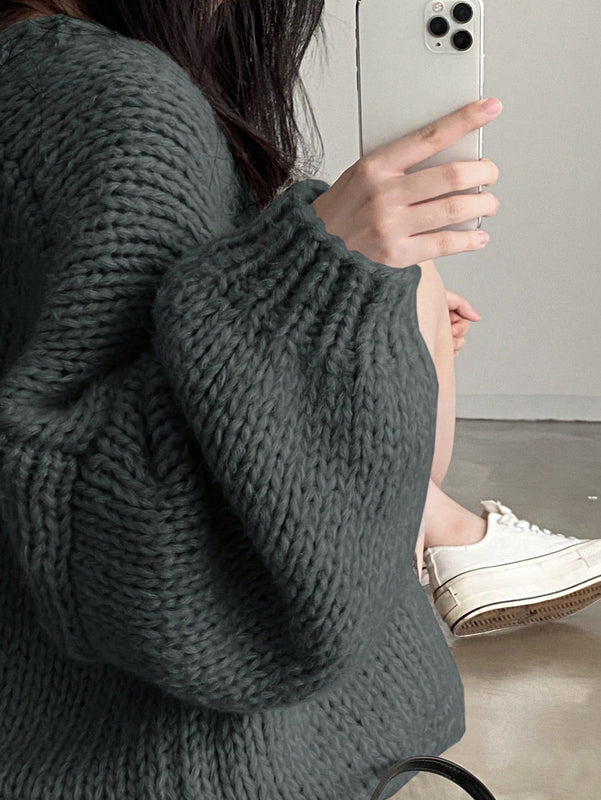 Dazy cardigan casual diario de mujer de corte holgado con hombros caidos y abertura frontal, para otono/invierno