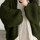 Dazy cardigan casual de uso diario de mujer, talla grande, de unicolor y con abertura frontal, para otono/invierno