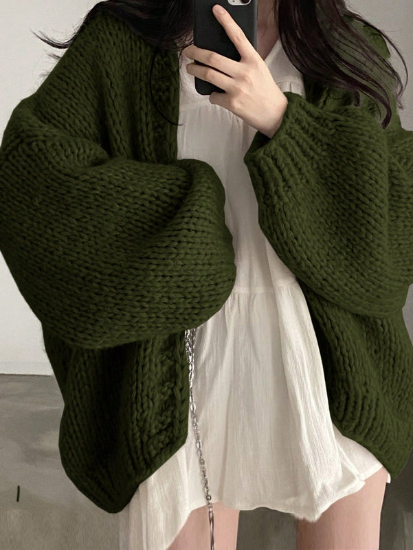 Dazy cardigan casual diario de mujer de corte holgado con hombros caidos y abertura frontal, para otono/invierno