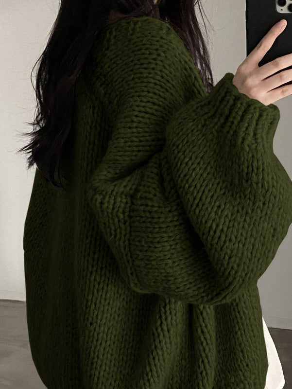 Dazy cardigan casual diario de mujer de corte holgado con hombros caidos y abertura frontal, para otono/invierno