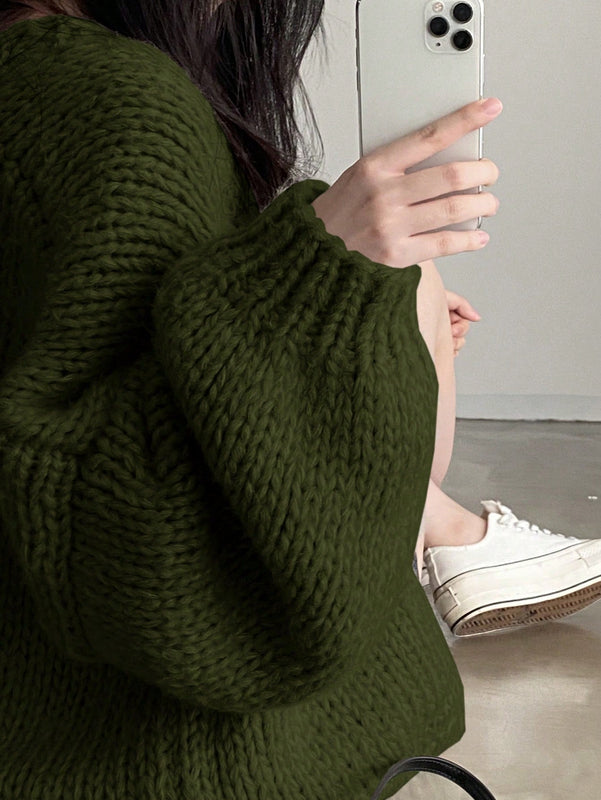 Dazy cardigan casual diario de mujer de corte holgado con hombros caidos y abertura frontal, para otono/invierno