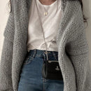 Dazy cardigan casual de manga larga de unicolor con diseno calado para mujer