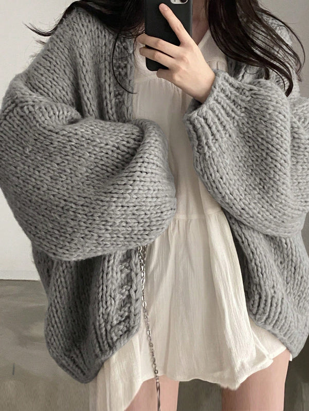 Dazy cardigan casual diario de mujer de corte holgado con hombros caidos y abertura frontal, para otono/invierno