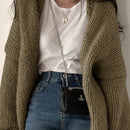 Dazy cardigan casual de manga larga de unicolor con diseno calado para mujer