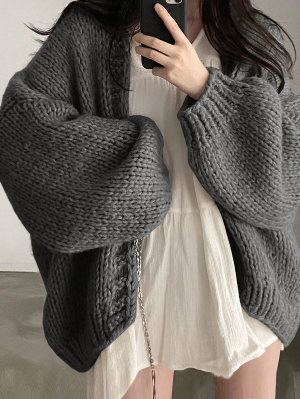 Dazy cardigan casual diario de mujer de corte holgado con hombros caidos y abertura frontal, para otono/invierno