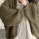 Dazy cardigan casual de uso diario de mujer, talla grande, de unicolor y con abertura frontal, para otono/invierno