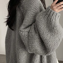 Dazy cardigan casual de manga larga de unicolor con diseno calado para mujer