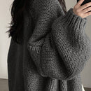Dazy cardigan casual de uso diario de mujer, talla grande, de unicolor y con abertura frontal, para otono/invierno