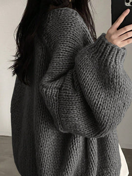 Dazy cardigan casual de uso diario de mujer, talla grande, de unicolor y con abertura frontal, para otono/invierno