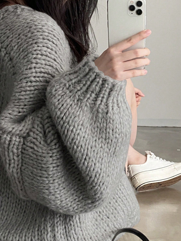 Dazy cardigan casual diario de mujer de corte holgado con hombros caidos y abertura frontal, para otono/invierno