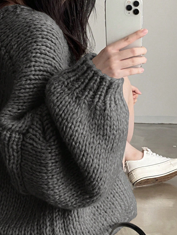 Dazy cardigan casual diario de mujer de corte holgado con hombros caidos y abertura frontal, para otono/invierno