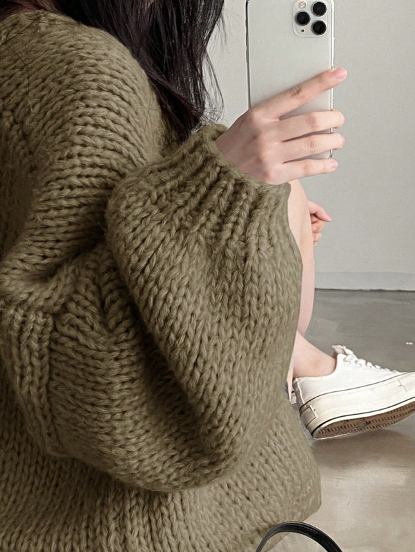 Dazy cardigan casual diario de mujer de corte holgado con hombros caidos y abertura frontal, para otono/invierno