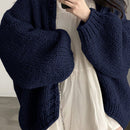 Dazy cardigan casual de uso diario de mujer, talla grande, de unicolor y con abertura frontal, para otono/invierno