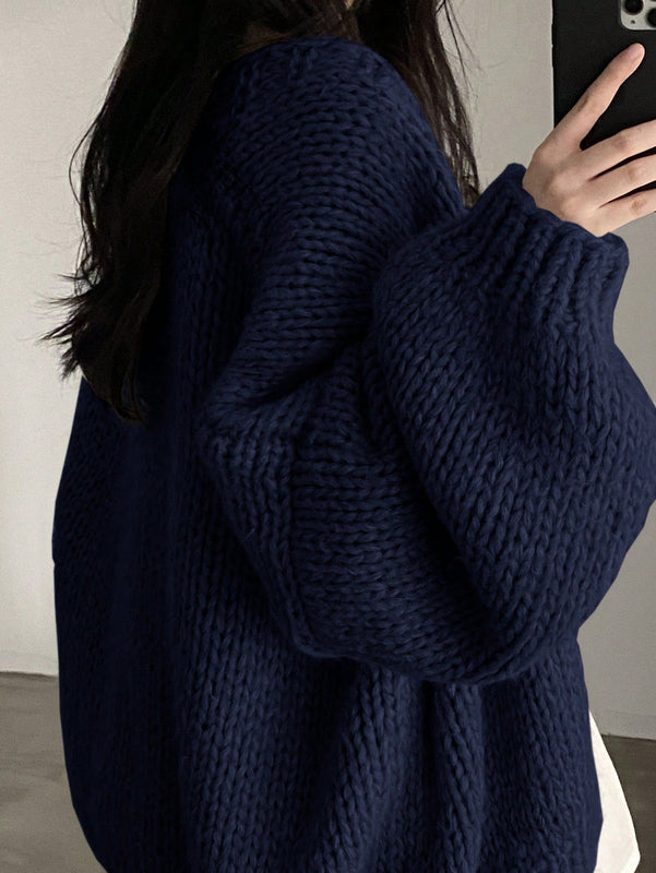 Dazy cardigan casual diario de mujer de corte holgado con hombros caidos y abertura frontal, para otono/invierno