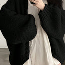 Dazy cardigan casual de uso diario de mujer, talla grande, de unicolor y con abertura frontal, para otono/invierno