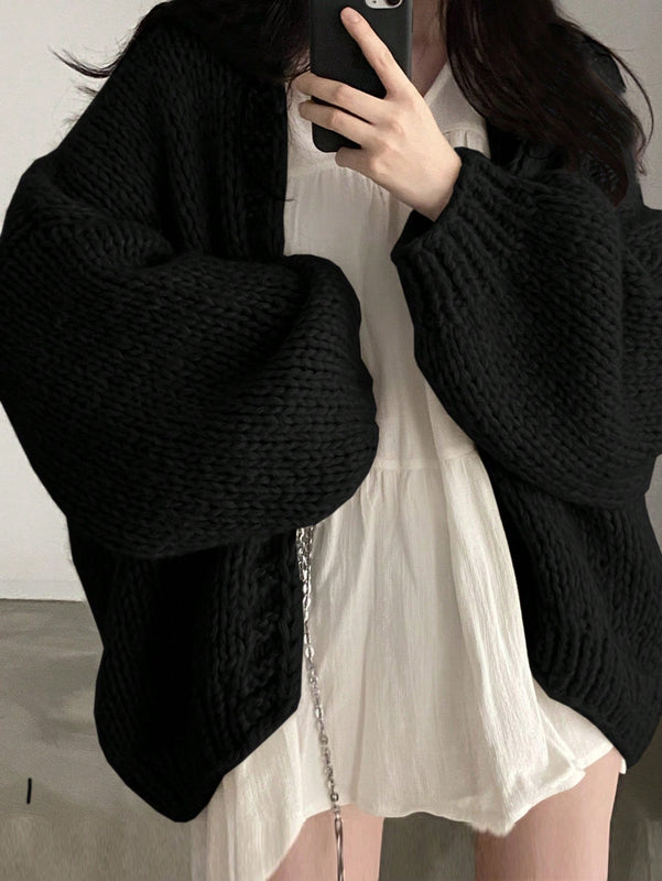 Dazy cardigan casual diario de mujer de corte holgado con hombros caidos y abertura frontal, para otono/invierno