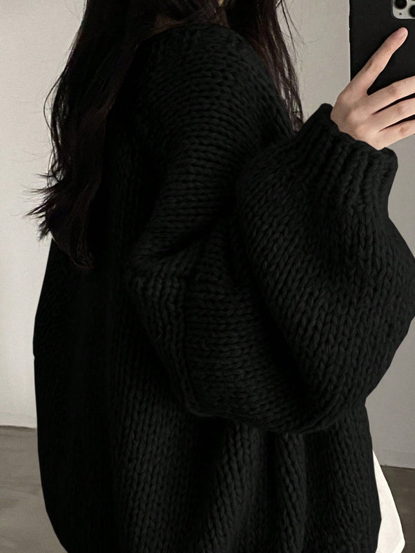 Dazy cardigan casual diario de mujer de corte holgado con hombros caidos y abertura frontal, para otono/invierno