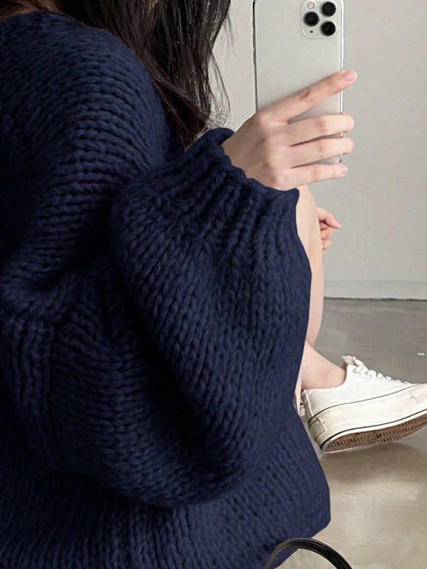 Dazy cardigan casual diario de mujer de corte holgado con hombros caidos y abertura frontal, para otono/invierno