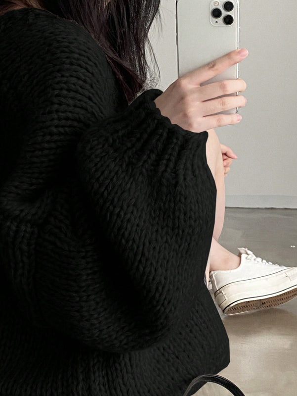 Dazy cardigan casual diario de mujer de corte holgado con hombros caidos y abertura frontal, para otono/invierno