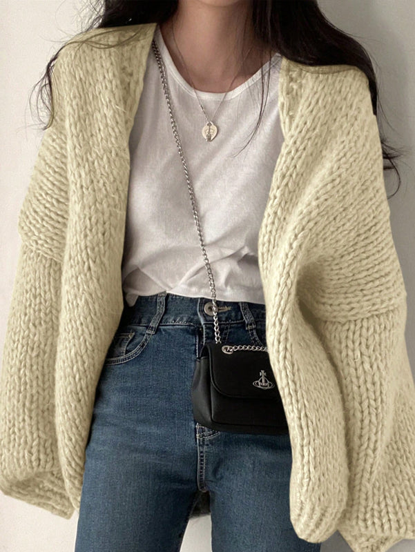 Dazy cardigan casual diario de mujer de corte holgado con hombros caidos y abertura frontal, para otono/invierno
