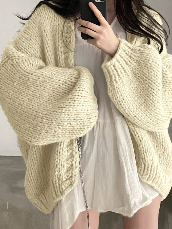 Dazy cardigan casual diario de mujer de corte holgado con hombros caidos y abertura frontal, para otono/invierno