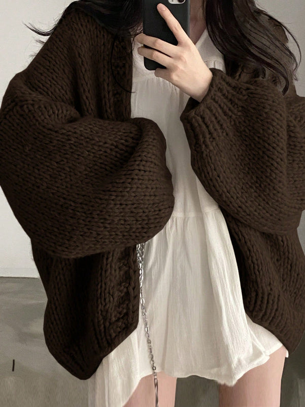 Dazy cardigan casual diario de mujer de corte holgado con hombros caidos y abertura frontal, para otono/invierno