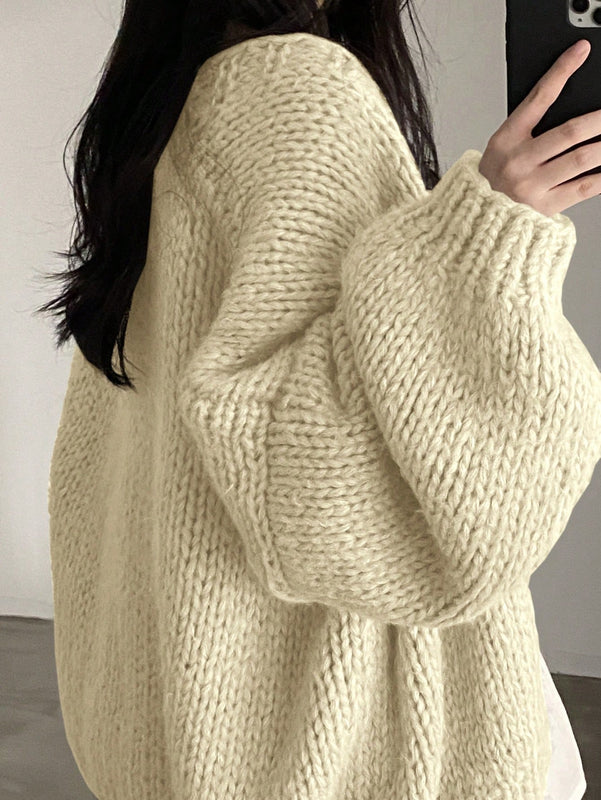 Dazy cardigan casual diario de mujer de corte holgado con hombros caidos y abertura frontal, para otono/invierno