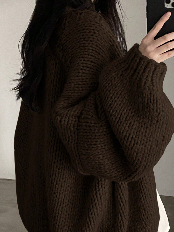 Dazy cardigan casual diario de mujer de corte holgado con hombros caidos y abertura frontal, para otono/invierno