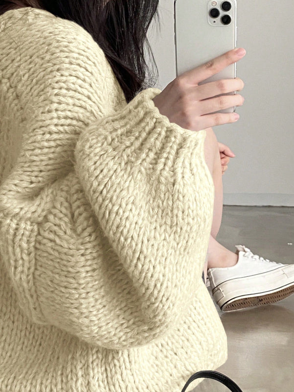 Dazy cardigan casual diario de mujer de corte holgado con hombros caidos y abertura frontal, para otono/invierno